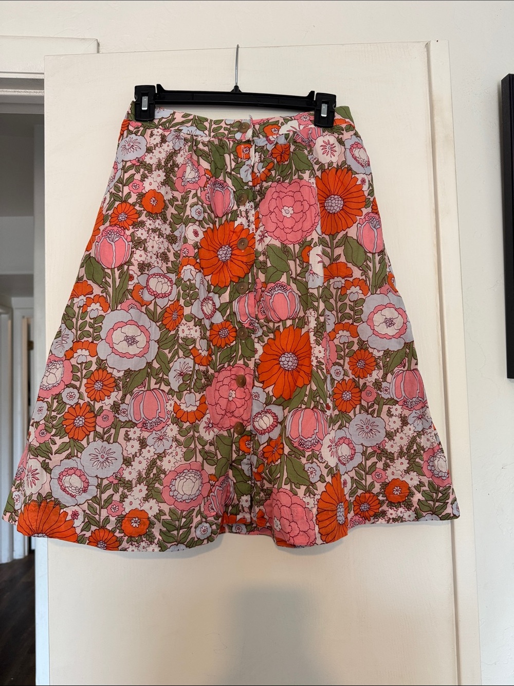 Talbots Pink & Orange Floral A-Line Skirt